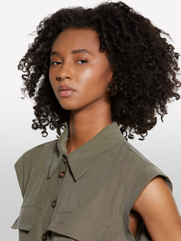 Military green cargo jumpsuit - women's jumpsuits - Military Green | Sisley image number 4